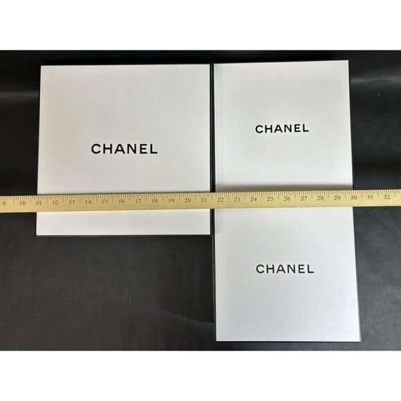 Chanel White & Black Gift Boxes & Tissue 1 large 2 medium Empty Luxury Storage - Picture 3 of 5